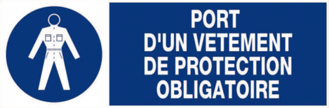 Panneau d’obligation rectangulaire 450x150mm 'Port de vêtements de protection' - NOVAP - 4030661