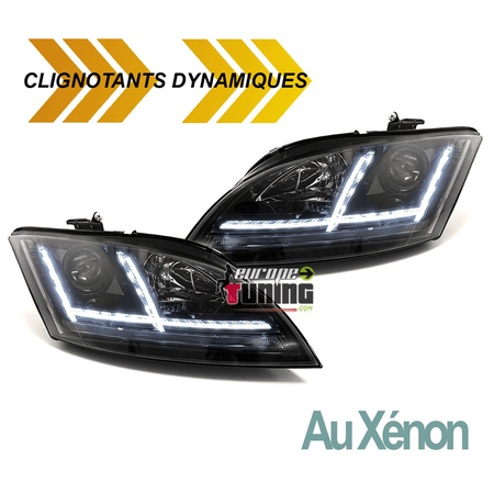 PHARES NOIRS AU XENON FEUX CLIGNOTANTS DYNAMIQUES LOOK 8S POUR AUDI TT 8J (04853)