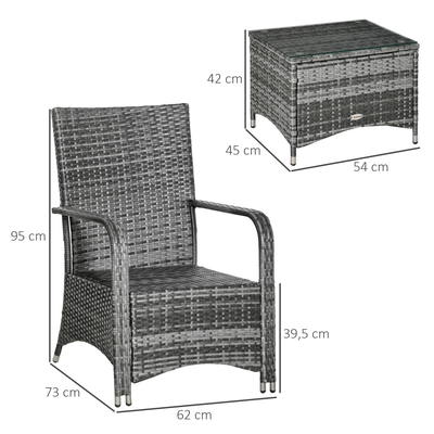 Ensemble 2 fauteuils de jardin coussins table basse housse inclus