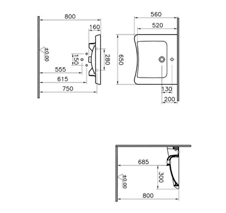 Lavabo PMR standard CONFORMA 65cm S20 - VITRA - 5291B003-0001