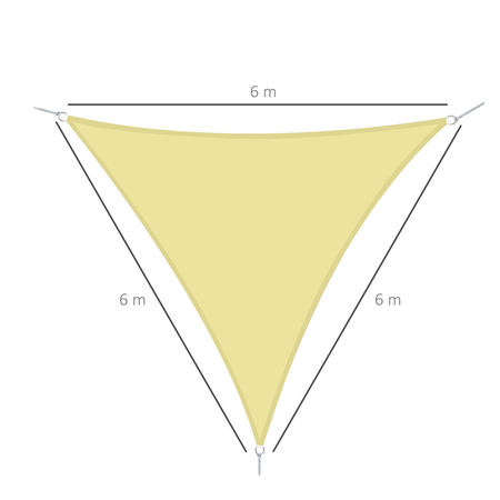 Voile d'ombrage triangulaire 6 x 6 x 6 m polyester coloris sable