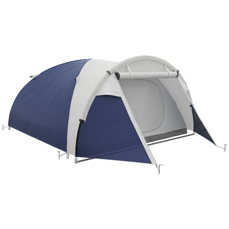 Tente de camping 3-4 personnes fibre verre polyester bleu gris