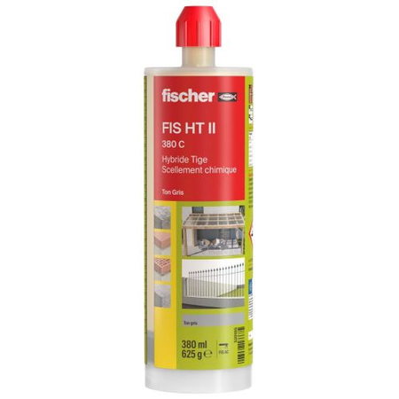 Résine hybride pour tiges filetées FIS HT II 380 C ton gris cartouche 380ml - FISCHER - 520105