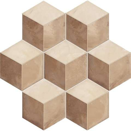 TERRA ROMBO HEXAGONAL 25x21,6 cm - BEIGE - Carrelage hexagonal aspect ciment motif cube