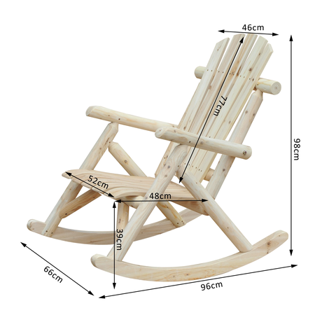 Fauteuil de jardin rocking chair bois de pin