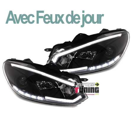 PHARES NOIRS LOOK XENON AVEC FEUX DE JOUR POUR VW VOLKSWAGEN GOLF 6 (03177)