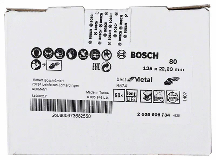 Disque abrasif sur fibres D.125 G80 Best for Metal - BOSCH - 2608606734