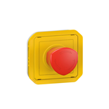 Coup de poing d'urgence poussoir déverrouillage 1/4 tour étanche PLEXO avec enjoliveur jaune et bouton rouge - LEGRAND - 069549L