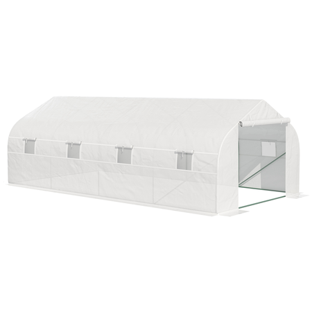 Serre tunnel de jardin dim. 5,93L x 3l x 2H m acier galvanisé bâche PE haute densité blanc