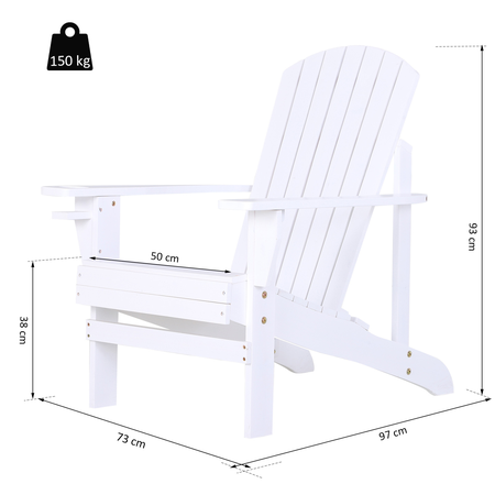 Fauteuil de jardin Adirondack bois de sapin blanc - Outsunny