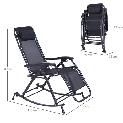 Rocking chair pliable chaise longue zéro gravité 2 en 1