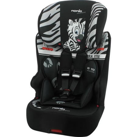 Siege Auto  NANIA RACER - Isofix - Groupe 1/2/3 (9-36Kg) - Tetiere réglable en hauteur - Zebre - Fabriqué en France