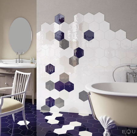 HEXATILE BRILLO - BLANCO - Carrelage 17,6X20,1 cm hexagonal unis blanc brillant