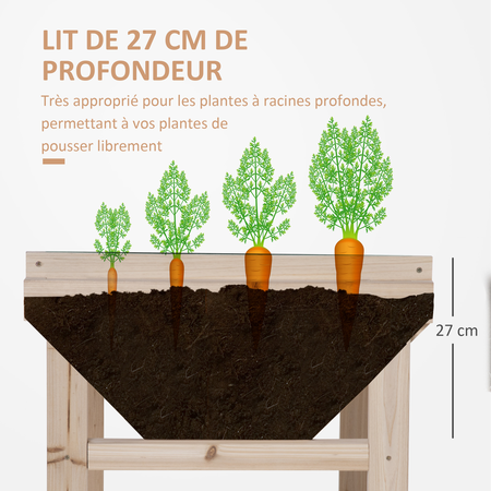 Jardinière sur pieds potager inserts d'irrigation + feutre de drainage inclus sapin