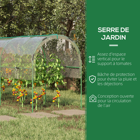 Serre de jardin à tomates acier thermolaqué vert PVC transparent