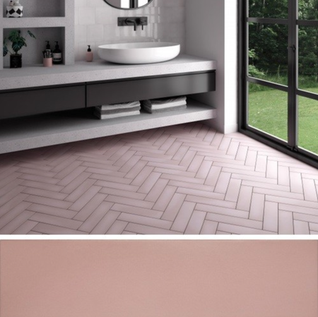 STROMBOLI ROSE BREEZE  - Carrelage uni pour pose chevron ou bâton rompu en  9,2x36,8 cm rose claire mate