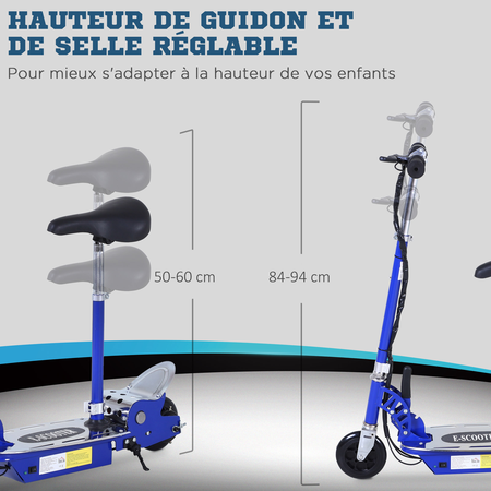 Trottinette électrique 120 W avec selle