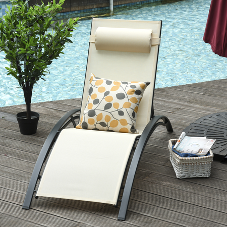 Bain de soleil design contemporain inclinable tétière