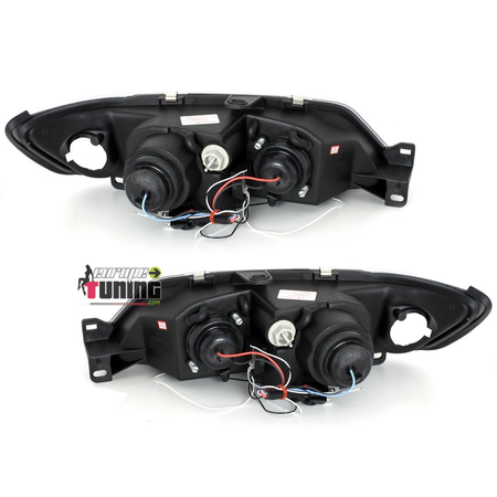 PHARES FEUX AVANTS NOIRS ANNEAUX LED ANGEL EYES PEUGEOT 306 I 1993-1997 (11054)