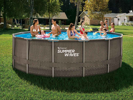 Piscine tubulaire Active Frame Pool ronde effet rotin 4,88 x 1,22 m - Summer Waves