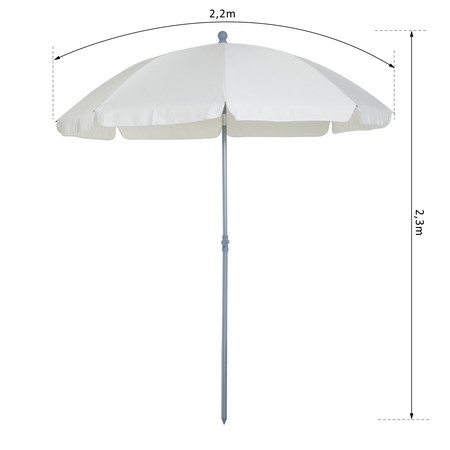 Parasol inclinable octogonal Ø 2,2 x 2,3 H m crème