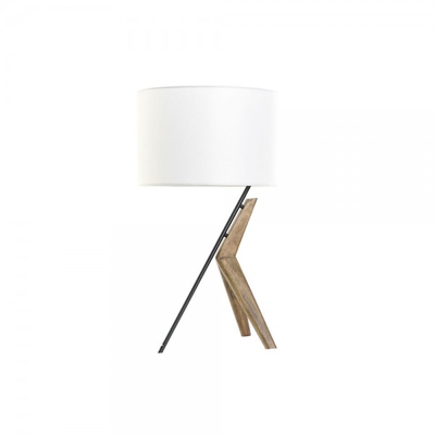 Lampe de bureau DKD Home Decor Blanc Marron Noir Polyester Métal Chêne 220 V 50 W (35 x 35 x 54 cm)