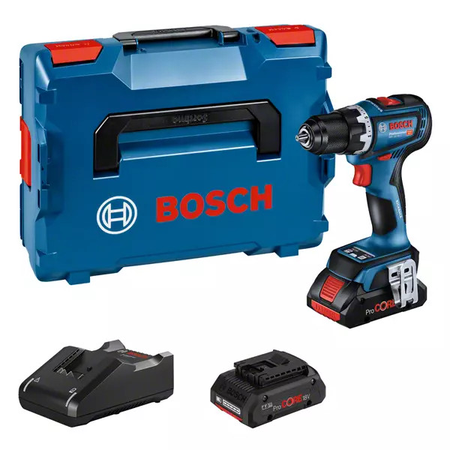 Perceuse visseuse 18V GSR 18V-90C moteur sans charbon + 2 batteries Procore 4Ah + chargeur en coffret L-BOXX - BOSCH - 06019K6004