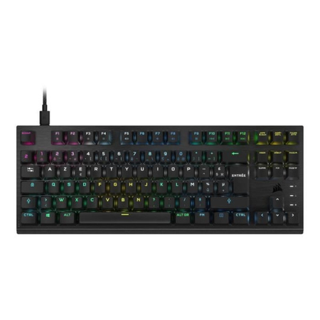 Clavier Gaming optique-mécanique - AZERTY - CORSAIR - K60 PRO TKL - Sans Pavé Numérique - Rétroéclairé RGB - Noir (CH-911D