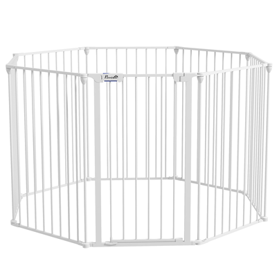 Barrière de sécurité parc enclos chien modulable pliable avec porte blanc