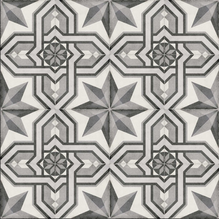 ART NOUVEAU - CINEMA GREY - Carrelage 20X20 cm aspect carreaux de ciment vieilli gris