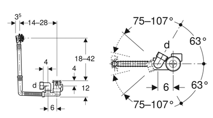 Vidage de baignoire rotatif avec kit de finition chromé brillant - GEBERIT - 150.616.21.6