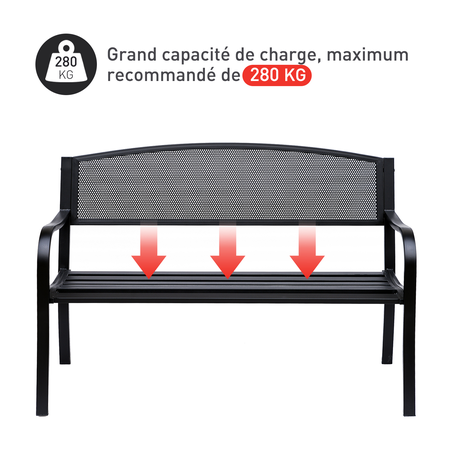 Banc 3 places de jardin style contemporain noir