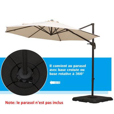 Pied de parasol lot de 4 dalles pour parasol à lester noir