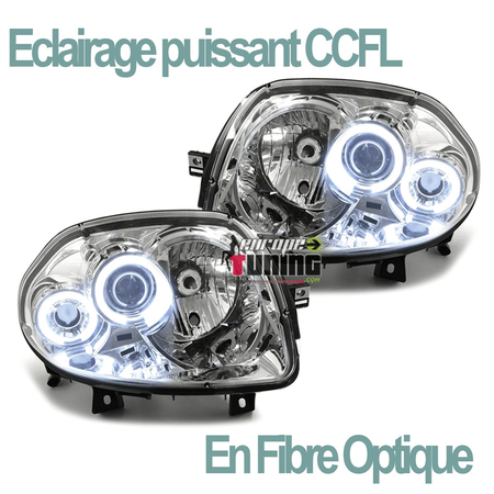 PHARES ANNEAUX CCFL FEUX LED ANGEL EYES RENAULT CLIO 2 / CLIO B 1998-2001 (00509)