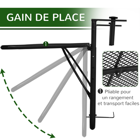 Table suspendue pour balcon métal noir