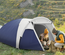 Tente de camping 3-4 personnes fibre verre polyester bleu gris