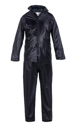 Ensemble de pluie veste et pantalon double enduction PVC bleu marine T3XL - RNDB-XXXL