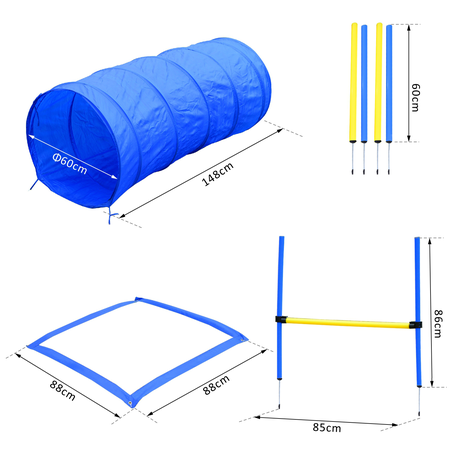 Agility sport pour chiens équipement complet bleu jaune