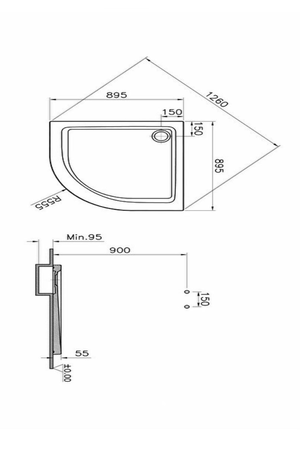 Receveur d'angle ARKITEKT 1/4 rond 90x90cm  extra plat - VITRA - 5807L003M0578