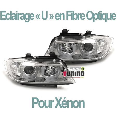 PHARES FEUX AVANTS LEDS CELIS EN U BMW SERIE 3 E90 & E91 PHASES 1 05-08 AU XENON (04493)