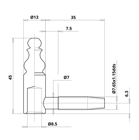 Fiche femelle 190 13 phosphatée - OTLAV - CF190130G204