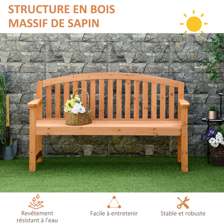 Banc de jardin 3 places dossier arrondi sapin pré-huilé