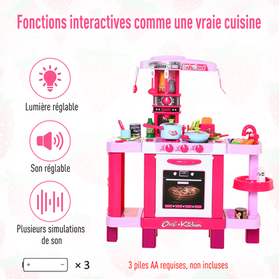 Cuisine pour enfant 38 accessoires inclus sons et lumières rose