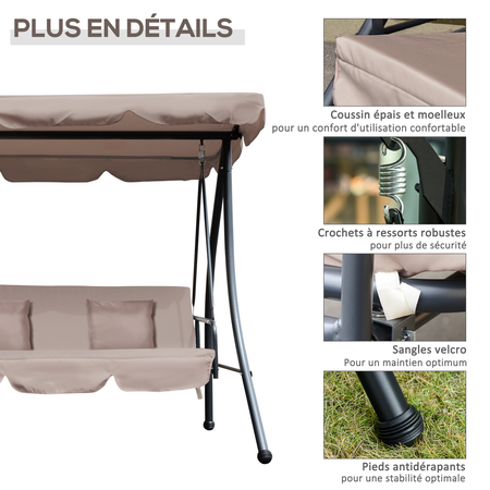 Balancelle de jardin 3 places convertible