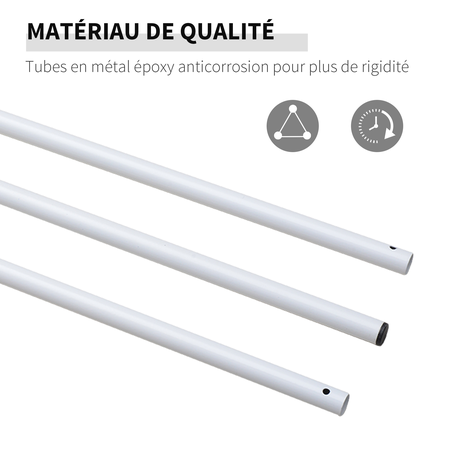 Mât de fixation réglable pour voile d'ombrage métal blanc