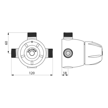 Mitigeur thermostatique centralisé PREMIX CONFORT 3/4'' débit 55 - DELABIE - 731002