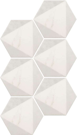 CARRARA PEAK Carrelage hexagonal 17,5X20 cm imitation marbre décor