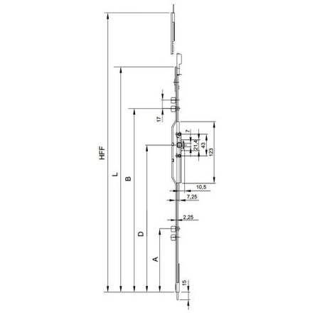 Crémone F7,5 ajustable longueur 979mm côte D 700mm 1 galet - FERCO - G-20461-08-0-1