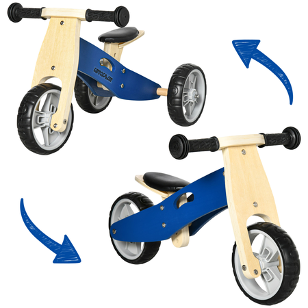 Tricycle draisienne enfant 2 en 1 selle réglable panneaux bois