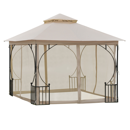 Pavillon de jardin tonnelle style colonial beige noir